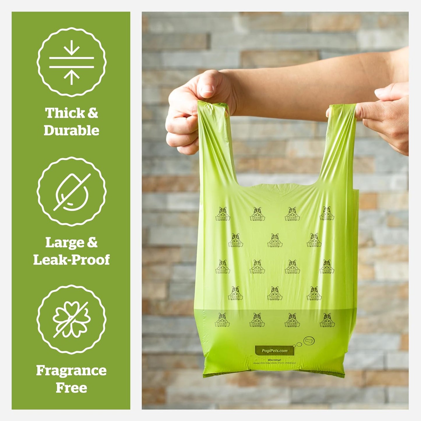 Pogi'S Dog Poop Bags with Handles Bulk - 900 Unscented Doggy Poop Bags with Easy-Tie Handles - Leak-Proof, Ultra Thick Poop Bags for Dogs, Cat Poop Bags