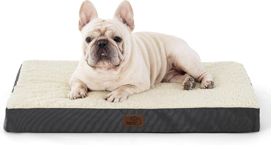 Large Dog Bed for Large Dogs up to 75Lbs - Big Orthopedic Dog Beds with Removable Washable Cover, Egg Crate Foam Pet Bed Mat, Grey